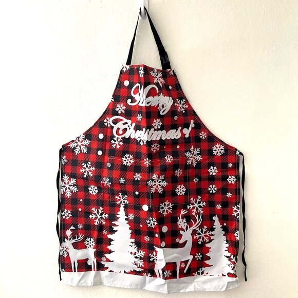 MERRY CHRISTMAS BUFFALO PLAID APRON - Picture 7 of 12
